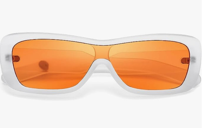 Clear Frame Orange Rectangular Sunglasses