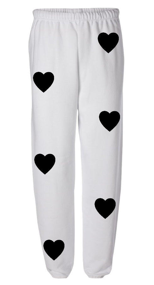 Wild At Heart White Sweats with Black Hearts
