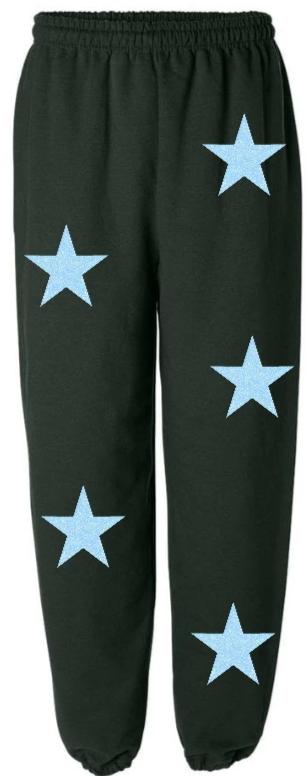 Star Power Forest Green Sweats with Blue Stars