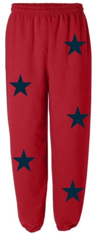 Star Power Red Sweats with Navy Stars