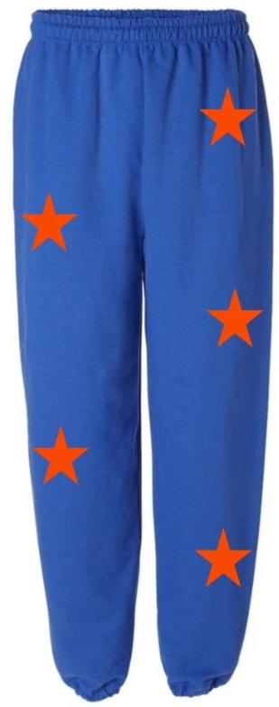 Star Power Royal Blue Sweats with Orange Stars