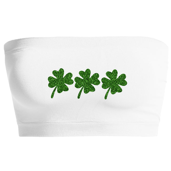 Triple The Luck Glitter Clovers Seamless Bandeau (Available in 3 Colors)