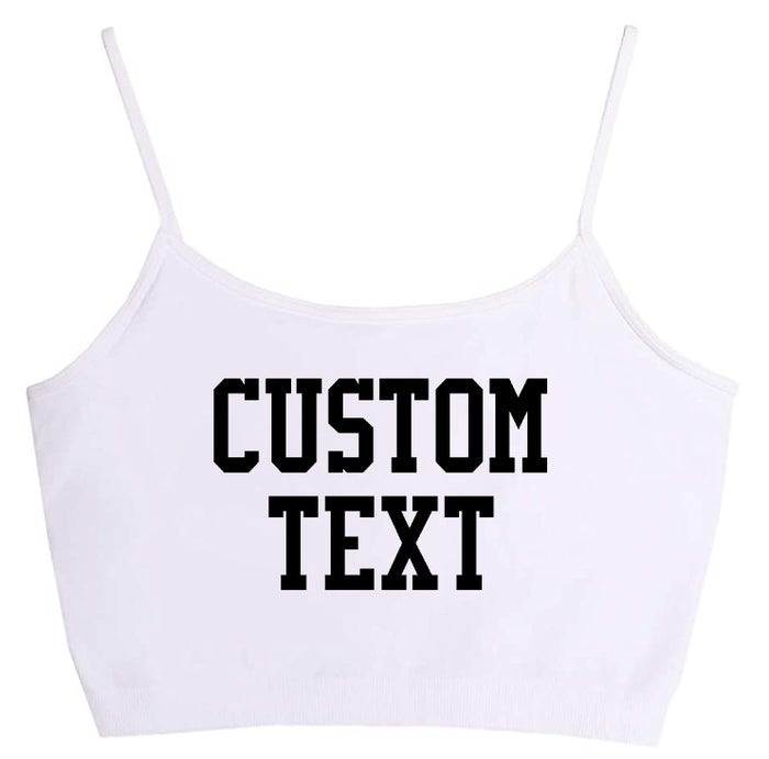 Custom Single Color Text White Seamless Crop Top