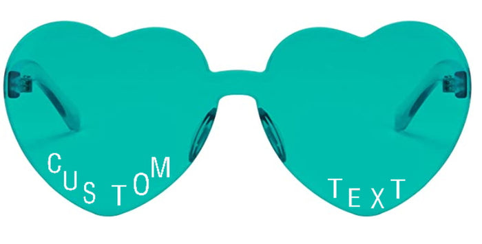 Custom Text Teal Heart Sunglasses