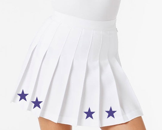 Purple Stars White Pleated Cheer Skirt