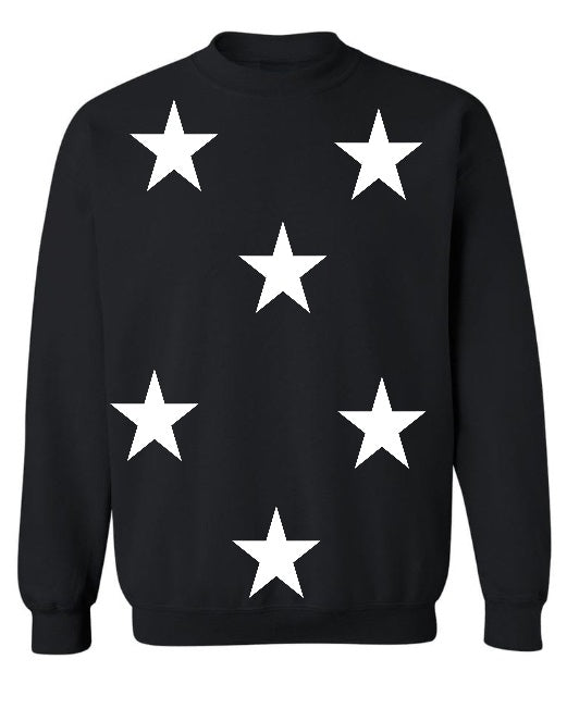 Star Power Black Crewneck with White Stars