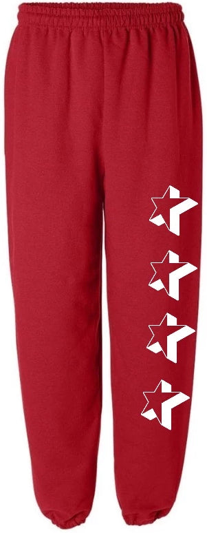 Starry Eyed Red Sweats with Big White Stars