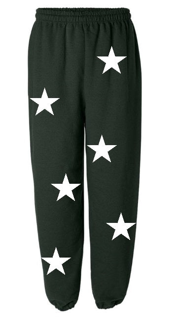 Star Power Forest Green Sweats with White Stars
