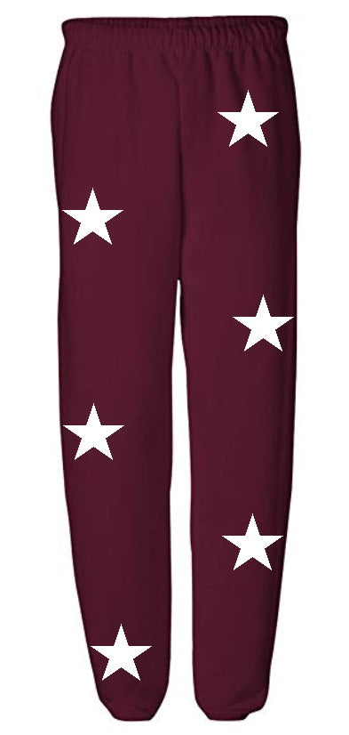 Star Power Maroon Sweats with White Stars
