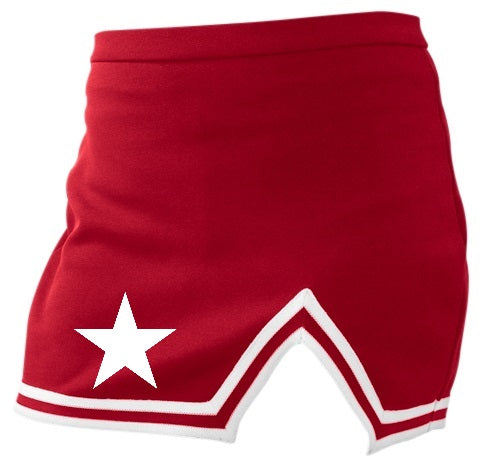 Red A-Line Notched Cheer Skirt with White Star