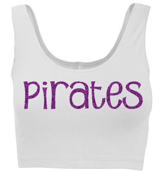 Pirates Glitter Tank Crop Top (Available in Two Colors)