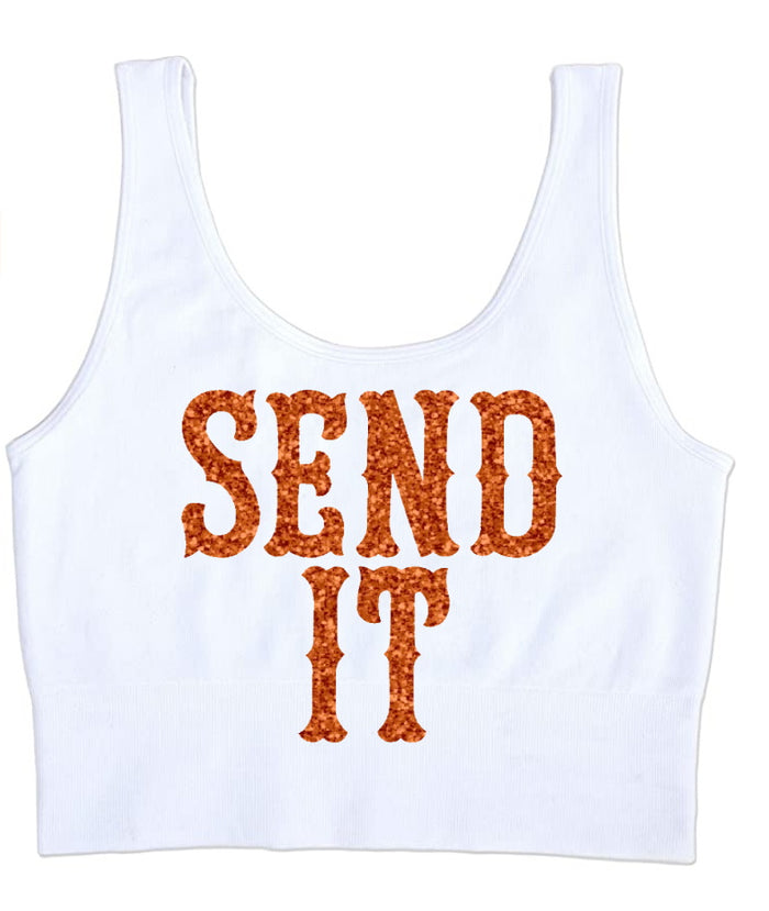 Send It Glitter Seamless Tank Crop Top (Available in 2 Colors)