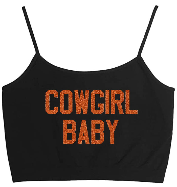 Cowgirl Baby Glitter Seamless Crop Top (Available in 2 Colors)