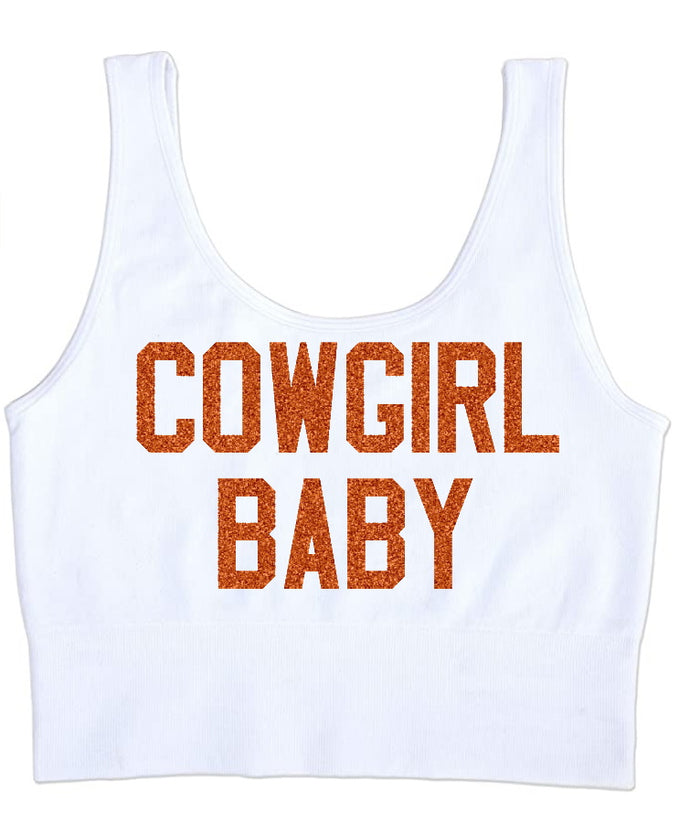 Cowgirl Baby Glitter Seamless Ribbed Tank Crop Top