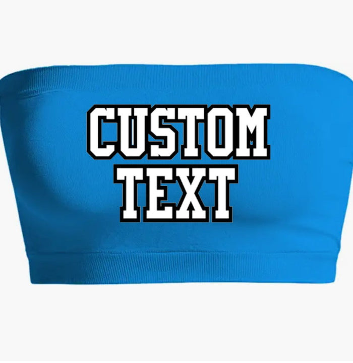 Custom Double Color Text Bright Blue Seamless Bandeau
