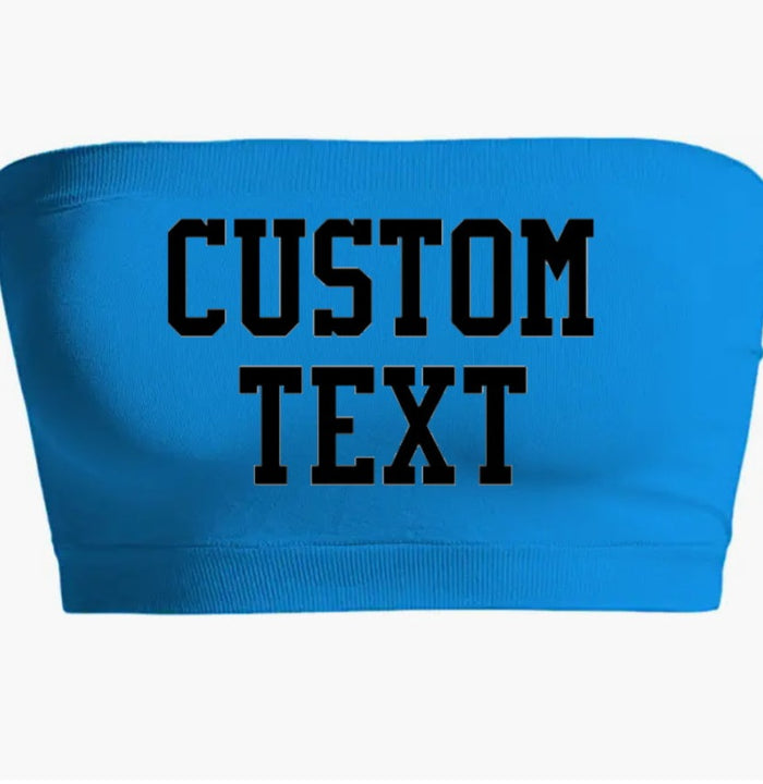 Custom Single Color Text Bright Blue Seamless Bandeau