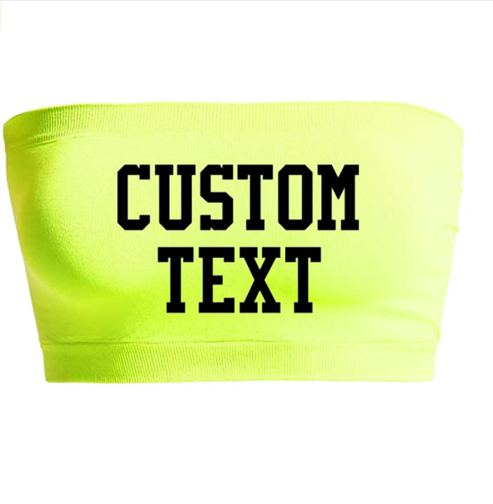 Custom Single Color Text Neon Green Seamless Bandeau