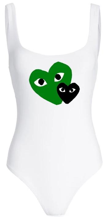Double Hearts Ribbed Racerback Seamless Tank Bodysuit (Available in 2 Colors)