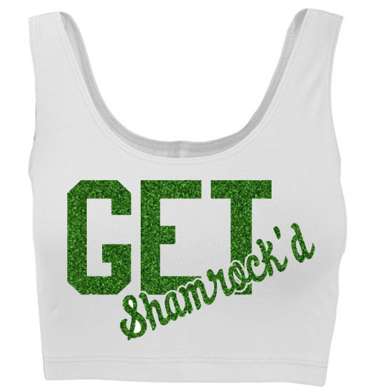 Get Shamrock'd Glitter Tank Crop Top (Available in 2 Colors)