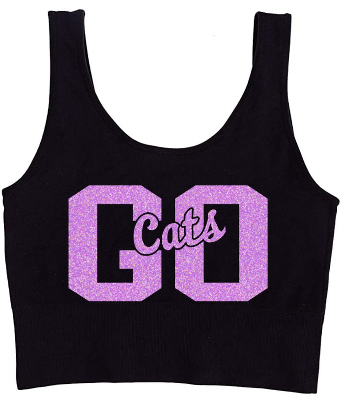 Go Cats Glitter Seamless Tank Crop Top (Available in 2 Colors)