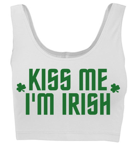 Kiss Me I’m Irish Tank Crop Top (Available in 2 Colors) – Gameday Bae