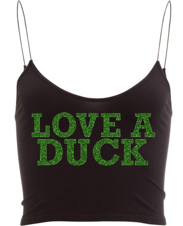 Love A Duck Glitter Seamless Skinny Strap Crop Top (Available in 2 Colors)