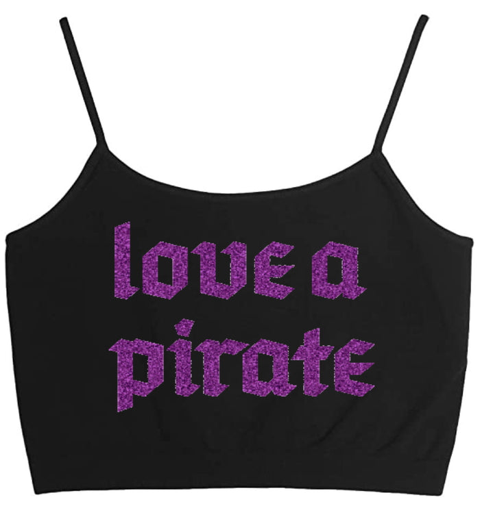 Love A Pirate Glitter Seamless Crop Top (Available in Two Colors)
