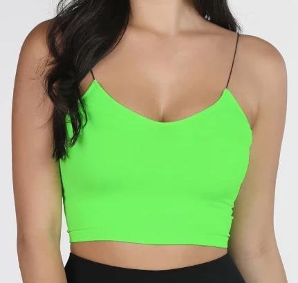 Sved nul børste Neon Green Seamless Cord Strap Crop Top – Gameday Bae