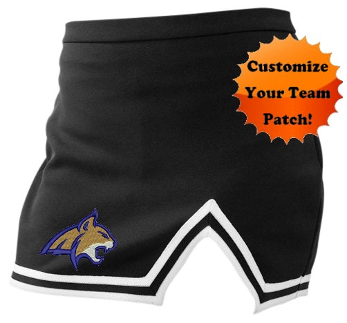 Custom Embroidered Team Patch A-Line Notched Cheer Skirt (Available in 3 Colors)