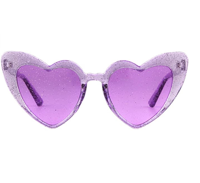 Purple Glitter Heart Sunglasses