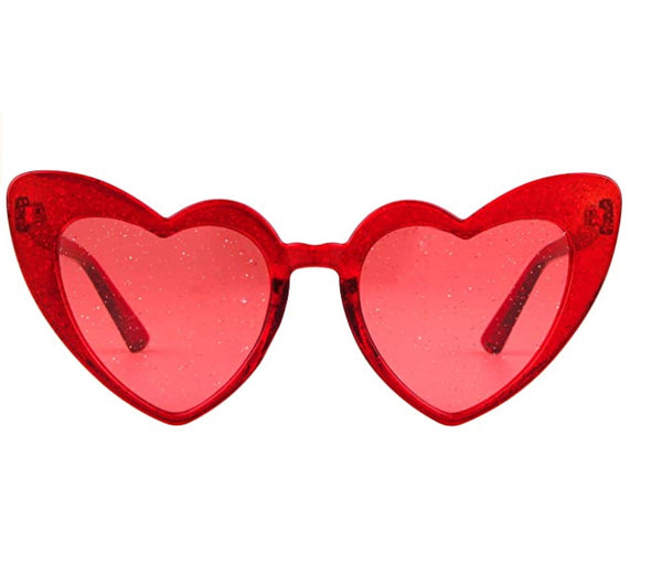 Red Glitter Heart Sunglasses Gameday Bae