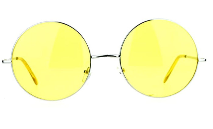 Yellow Oversized Round Retro Sunglasses