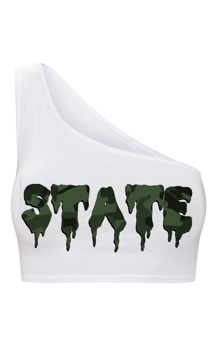 State Drip One Shoulder Ribbed Crop Top (Available in 2 Colors)