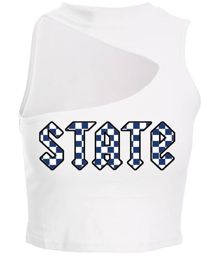 State Checks Cut Out Ribbed Crop Top