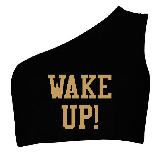 Wake Up! One Shoulder Ribbed Crop Top (Available in 2 Colors)