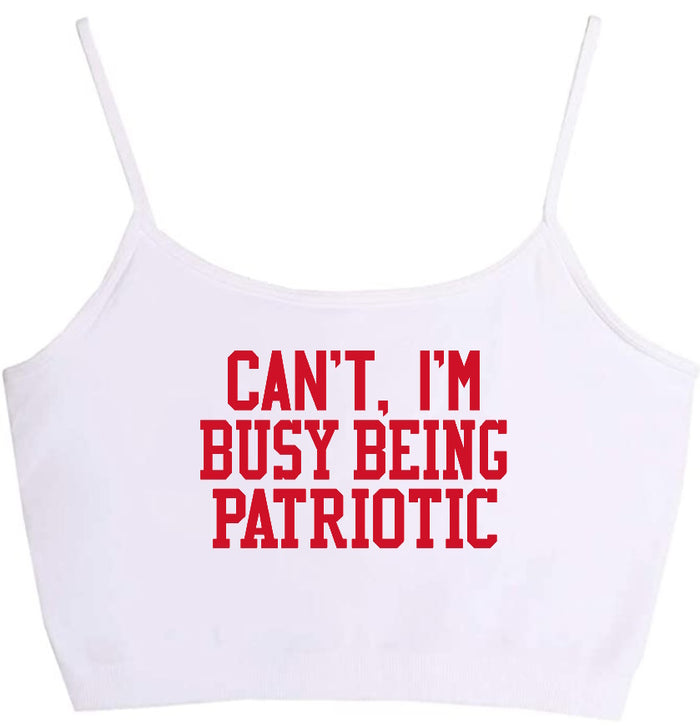 Can't, I'm Busy Being Patriotic Seamless Crop Top (Available in 3 Colors)