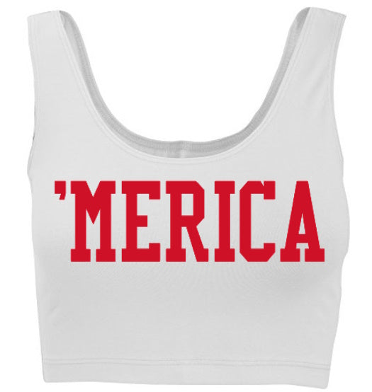 'MERICA Tank Crop Top (Available in Two Colors)