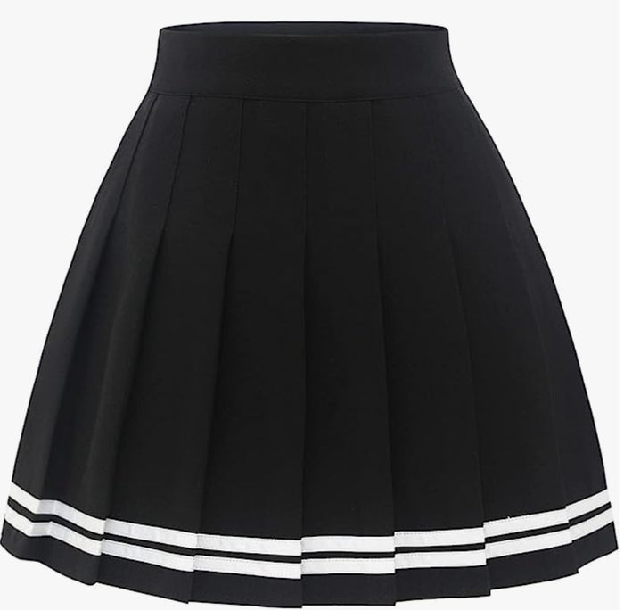 Black & White Pleated Cheer Skirt