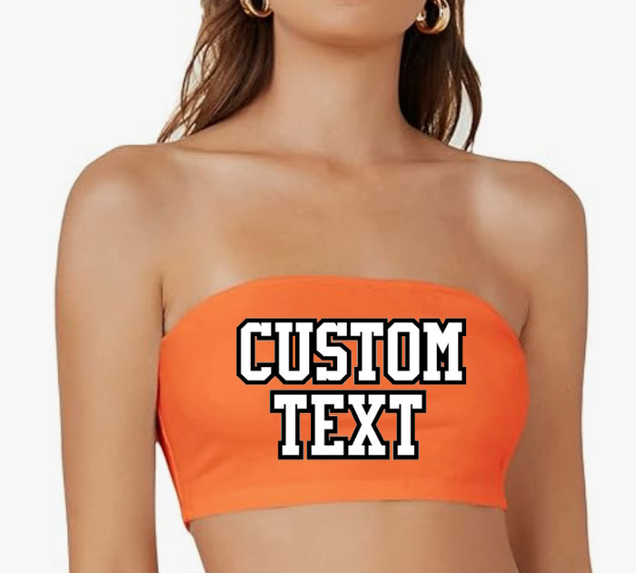 Custom Double Color Text Orange Cotton/Spandex Bandeau
