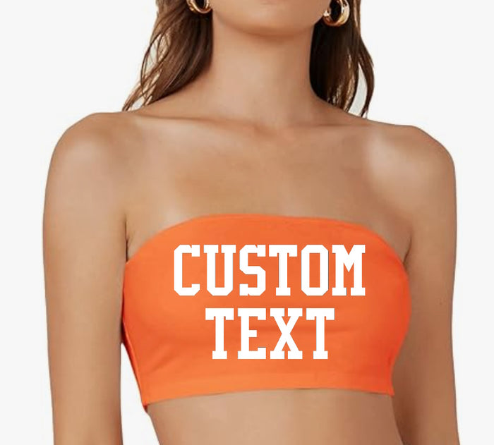 Custom Single Color Text Orange Cotton/Spandex Bandeau
