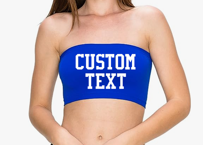 Custom Single Color Text Royal Blue Seamless Bandeau