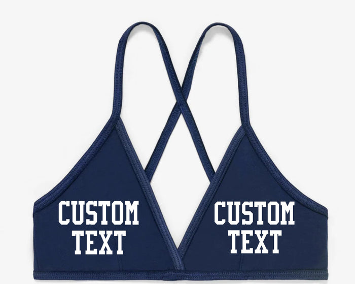 Custom Single Color Text Crossback Bralette (Available in 13 Colors)