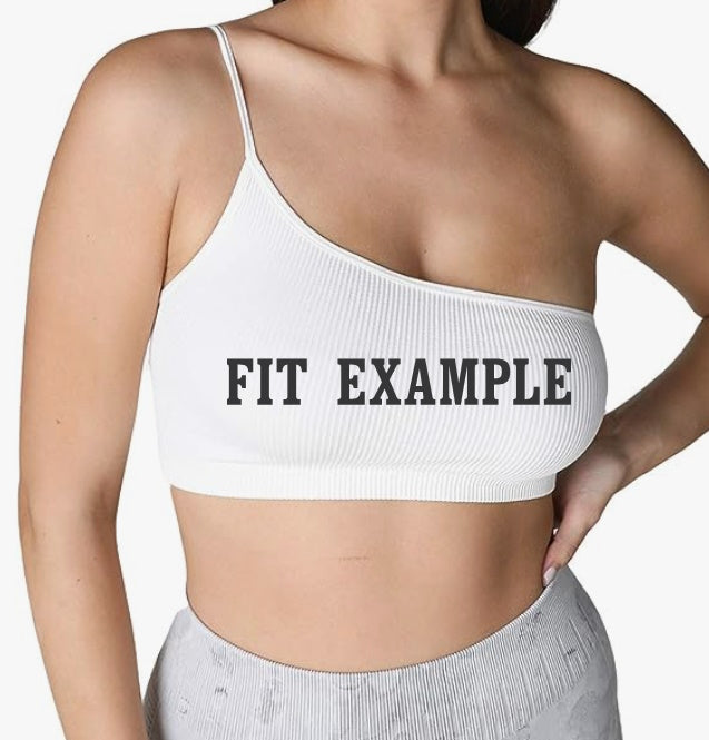 Custom Double Color Text White Seamless One Shoulder Ribbed Crop Top