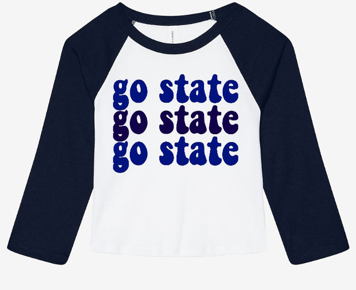 Go State Raw Hem Raglan Cropped Tee