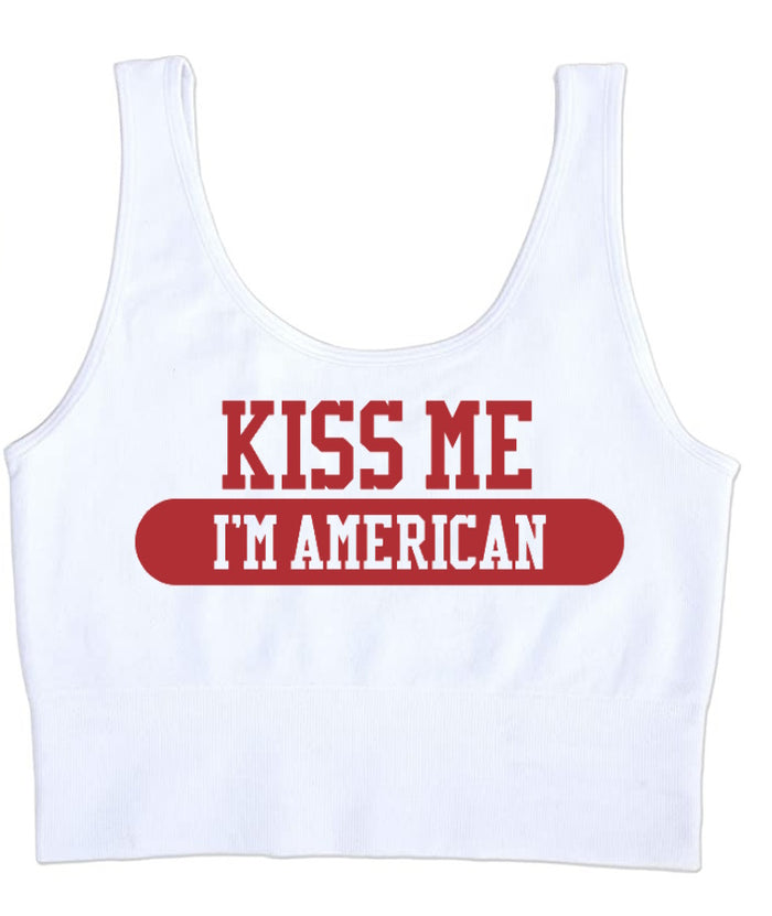 Kiss Me I'm American Seamless Tank Crop Top