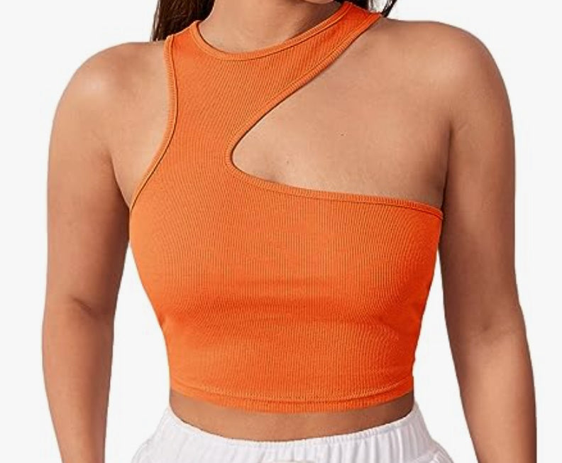 Dream Team Glitter Cut Out Ribbed Crop Top