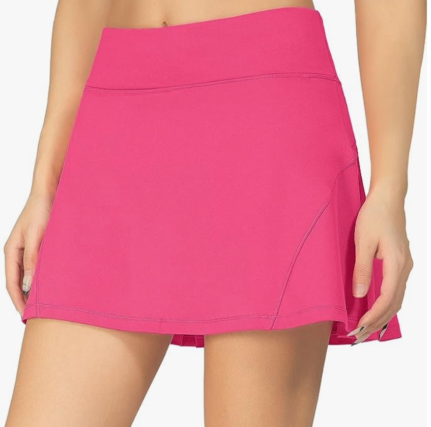 Pink Flowy Sporty Skirt With Back Pleat