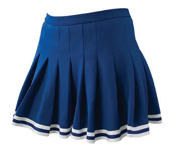 Navy Pleated Cheer Skirt with White Stripes
