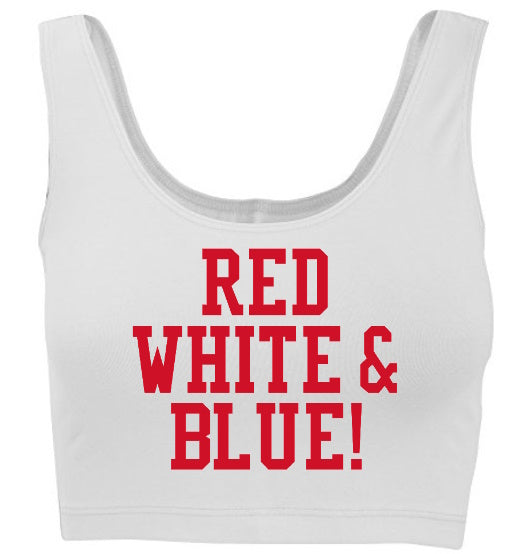 Red White & Blue Tank Crop Top (Available in Two Colors)