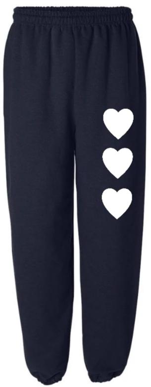 Wild At Heart Navy Sweats with White Hearts